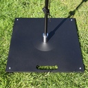 Heavy metal baseplate for fiberglass poles