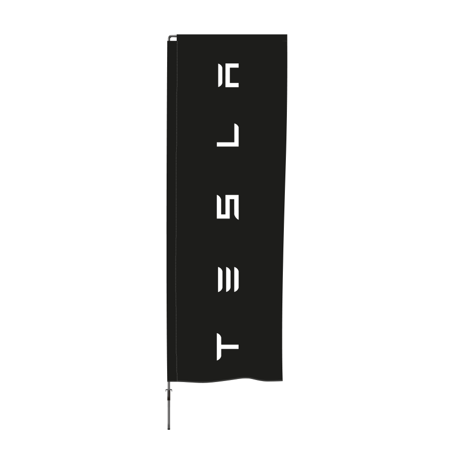 Tesla Beachflag doek Square Medium - Zwart